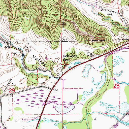 Topographic Map of Convent Cemetery, MN