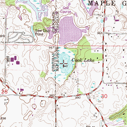 Topographic Map of Cook Lake, MN