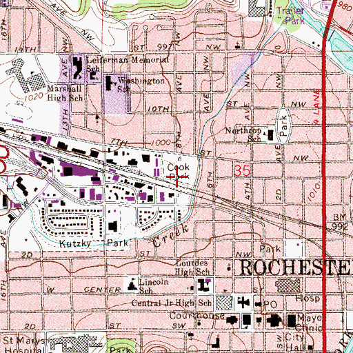 Topographic Map of Cook Park, MN