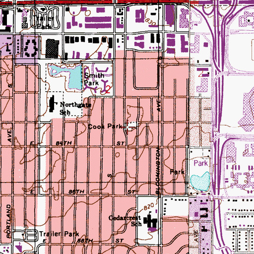 Topographic Map of Cook Park, MN