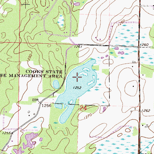 Topographic Map of Cooks State Wildlife Management Area, MN