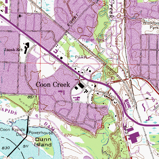 Topographic Map of Coon Creek, MN