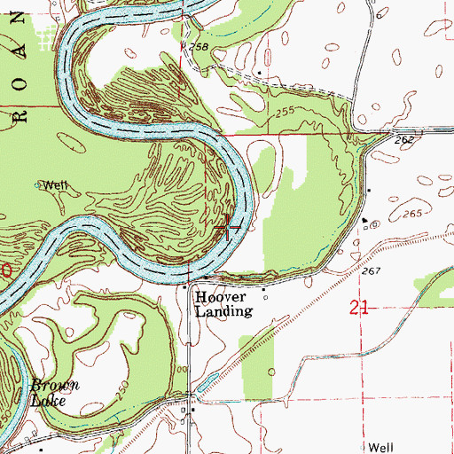 Topographic Map of Hoover Bend, AR