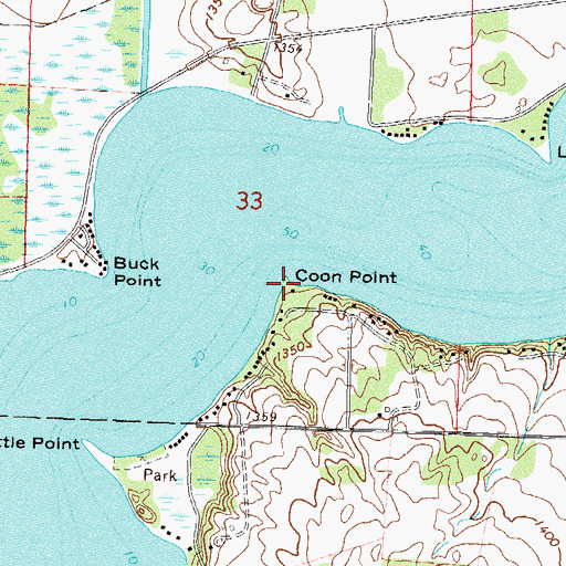 Topographic Map of Coon Point, MN