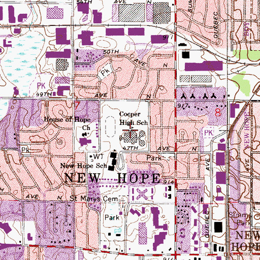 Topographic Map of Cooper High School, MN