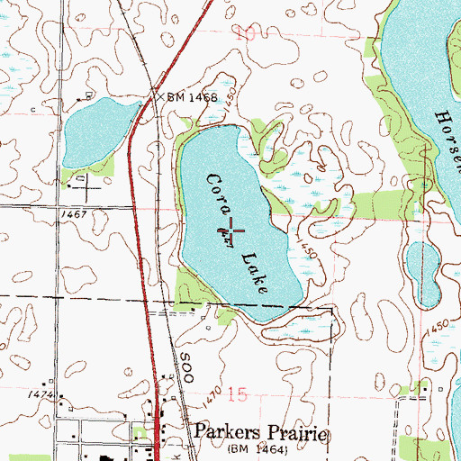Topographic Map of Cora Lake, MN