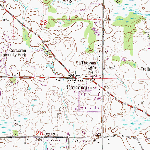 Topographic Map of Corcoran, MN