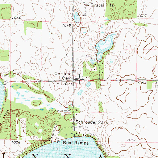 Topographic Map of Corinna Cemetery, MN