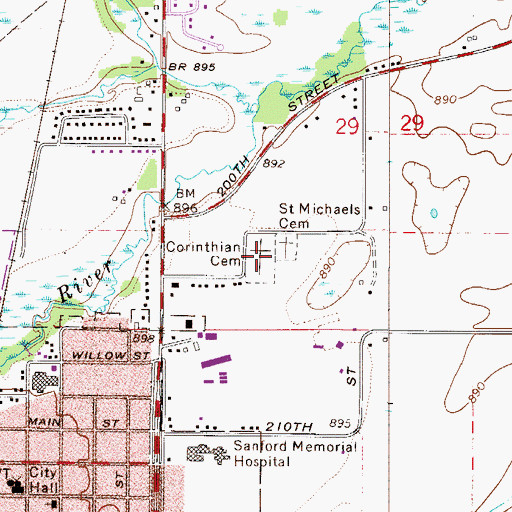 Topographic Map of Corinthian Cemetery, MN