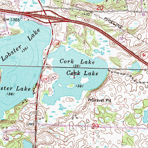 Topographic Map of Cork Lake, MN