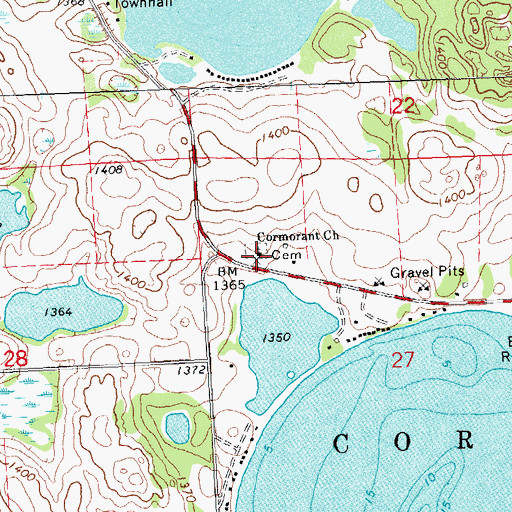 Topographic Map of Cormorant Church, MN