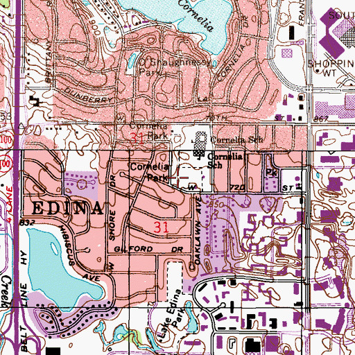 Topographic Map of Cornelia Park, MN