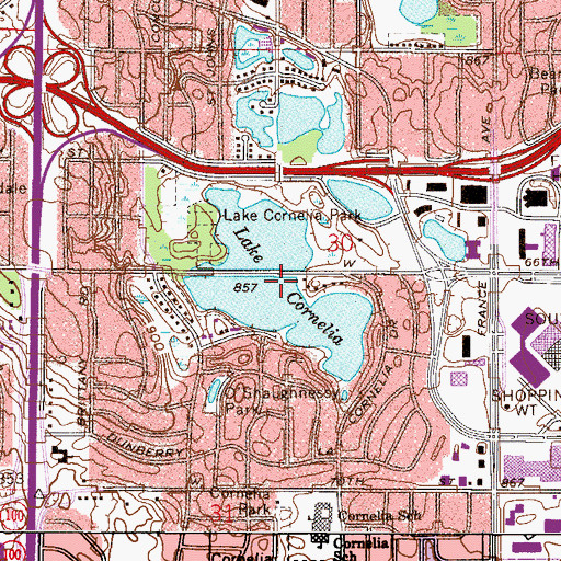 Topographic Map of Lake Cornelia, MN