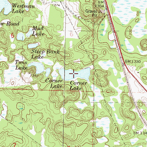 Topographic Map of Corner Lake, MN