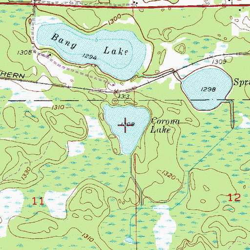 Topographic Map of Corona Lake, MN