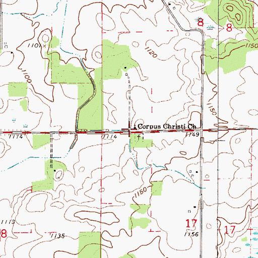 Topographic Map of Corpus Christi Church, MN