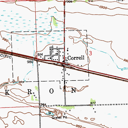 Topographic Map of Correll, MN
