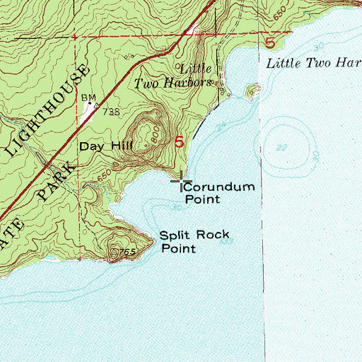 Topographic Map of Corundum Point, MN