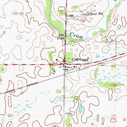Topographic Map of Corvuso, MN