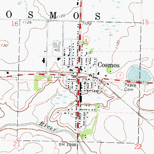 Topographic Map of Cosmos, MN