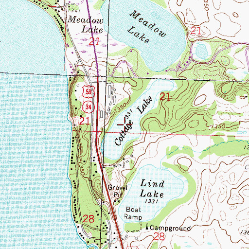 Topographic Map of Cottage Lake, MN