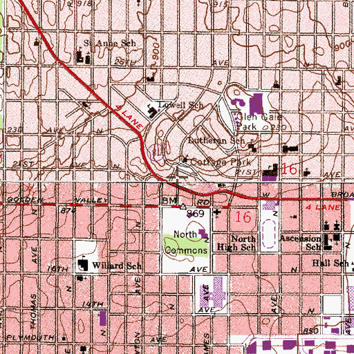 Topographic Map of Cottage Park, MN