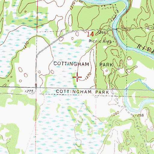 Topographic Map of Cottingham Park, MN