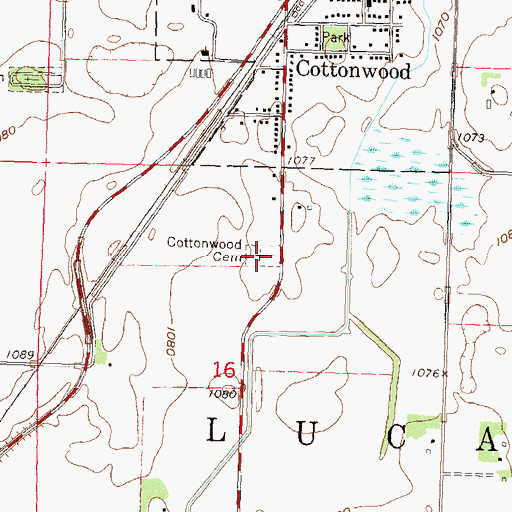 Topographic Map of Cottonwood Cemetery, MN