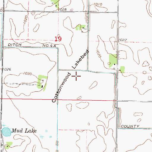 Topographic Map of Cottonwood Lakebed, MN