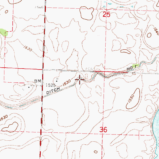 Topographic Map of County Ditch Number One, MN