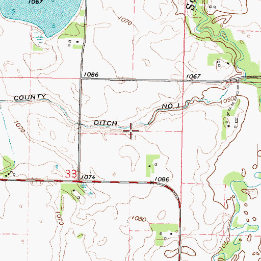 Topographic Map of County Ditch Number One, MN