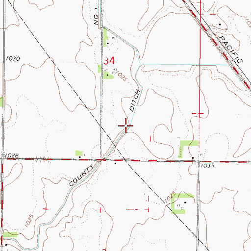 Topographic Map of County Ditch Number One, MN