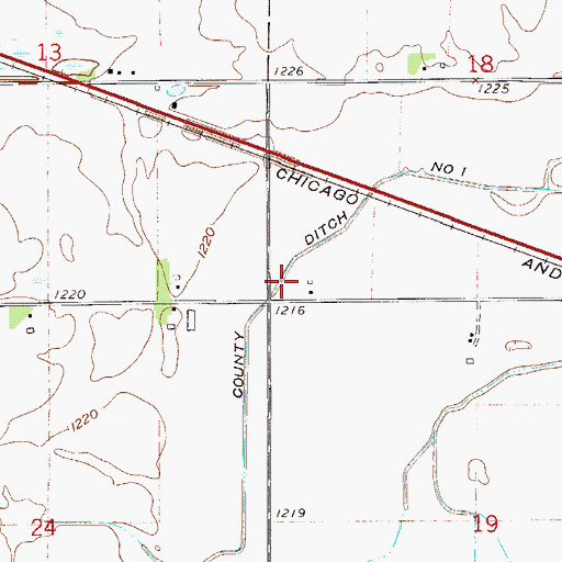Topographic Map of County Ditch Number One, MN