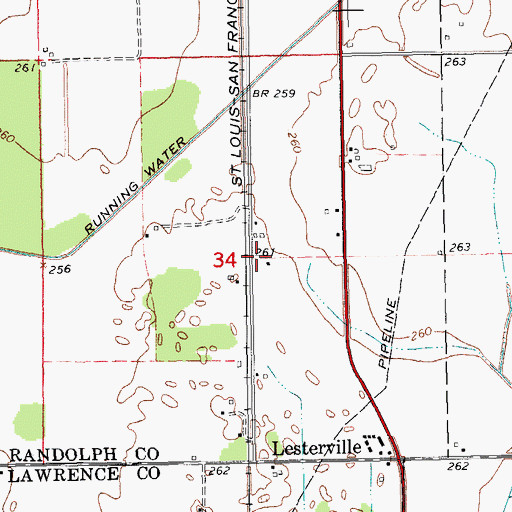 Topographic Map of Lesterville School (historical), AR