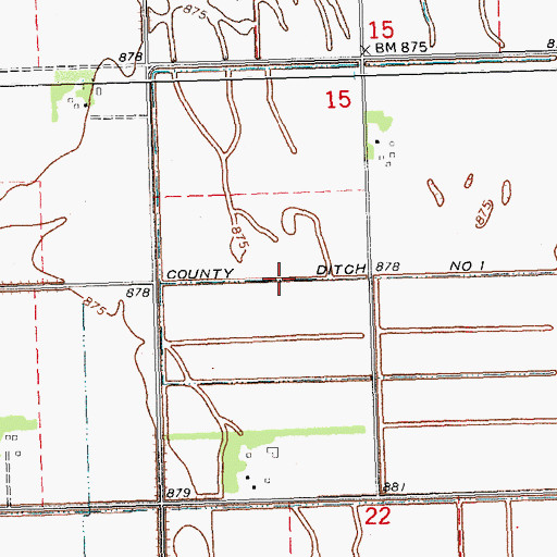 Topographic Map of County Ditch Number One, MN
