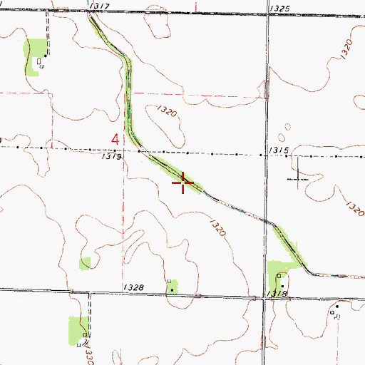 Topographic Map of County Ditch Number One, MN