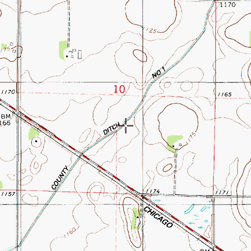 Topographic Map of County Ditch Number One, MN
