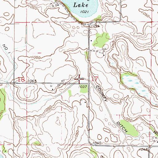 Topographic Map of County Ditch Number One, MN