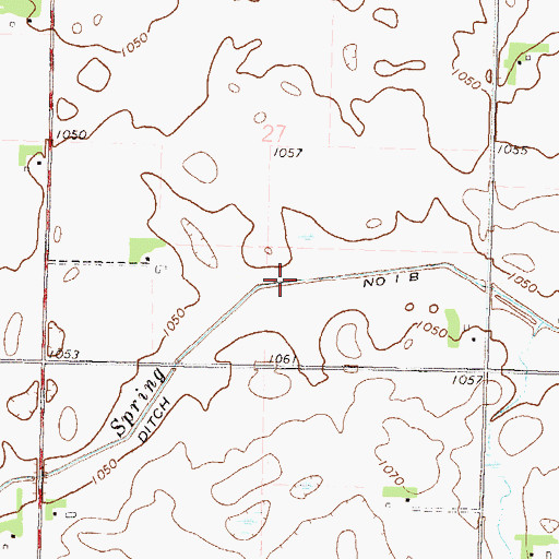 Topographic Map of County Ditch Number One Hundred, MN