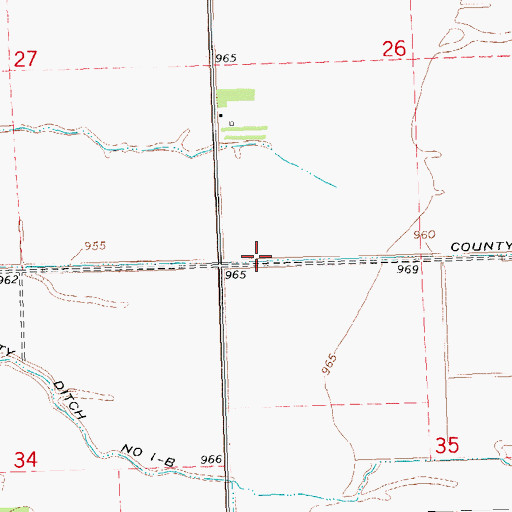 Topographic Map of County Ditch Number One-a, MN