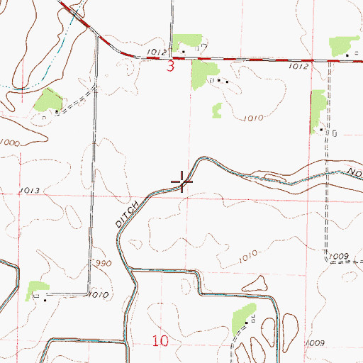 Topographic Map of County Ditch Number Ten, MN