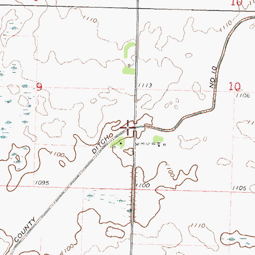 Topographic Map of County Ditch Number Ten, MN