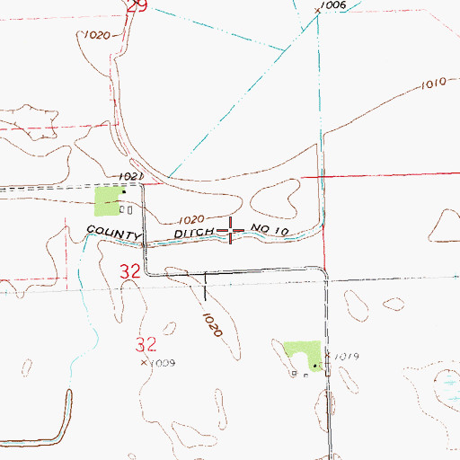 Topographic Map of County Ditch Number Ten, MN