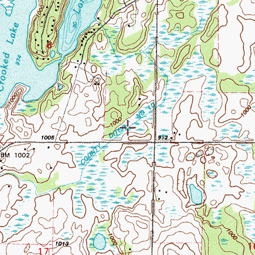 Topographic Map of County Ditch Number Ten, MN