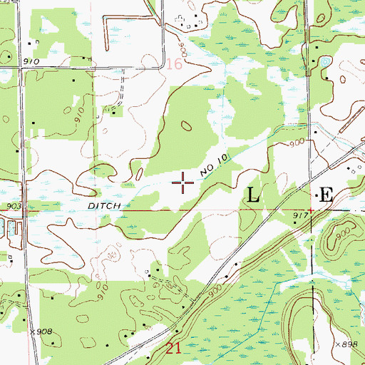 Topographic Map of County Ditch Number Ten, MN
