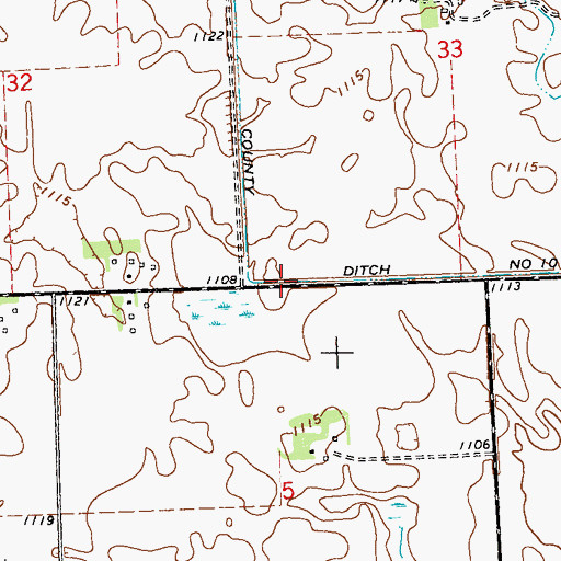 Topographic Map of County Ditch Number Ten, MN
