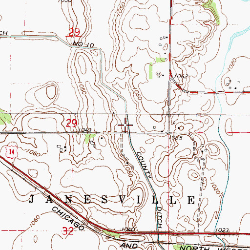 Topographic Map of County Ditch Number Ten, MN
