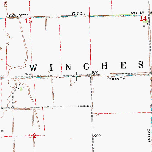 Topographic Map of County Ditch Number Ten, MN