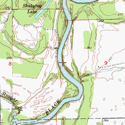 Topographic Map of Luteman Bend, AR