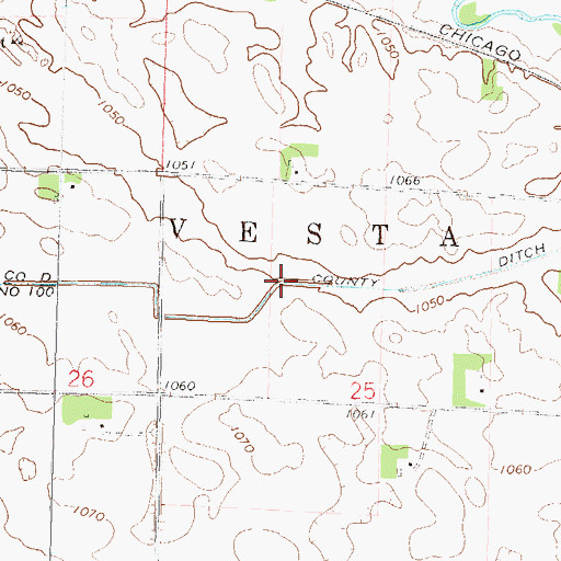 Topographic Map of County Ditch Number One Hundred, MN